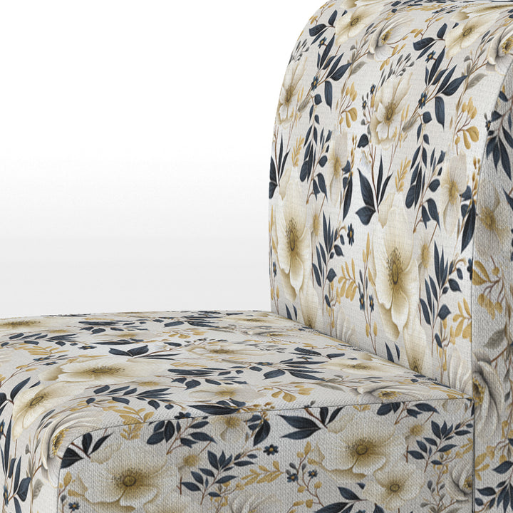 White Poppies Floral Tranquility - Cottage Accent Slipper Chair