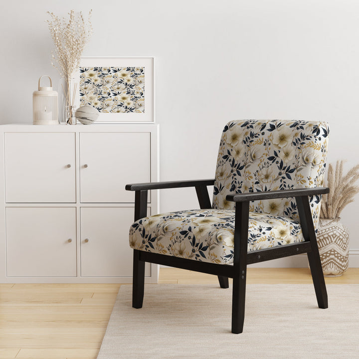 White Poppies Floral Tranquility - Cottage Accent Slipper Chair