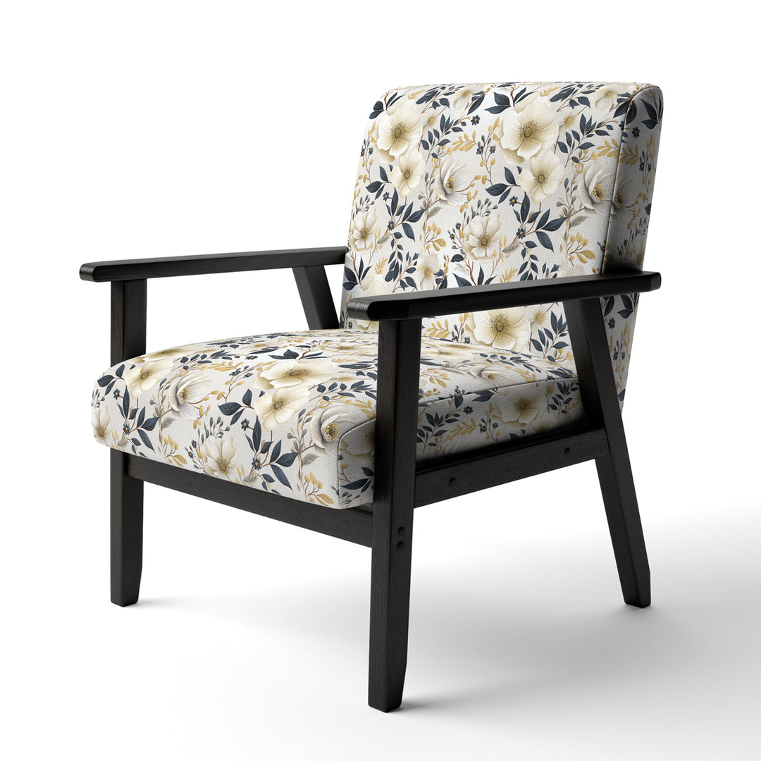 White Poppies Floral Tranquility - Cottage Accent Slipper Chair