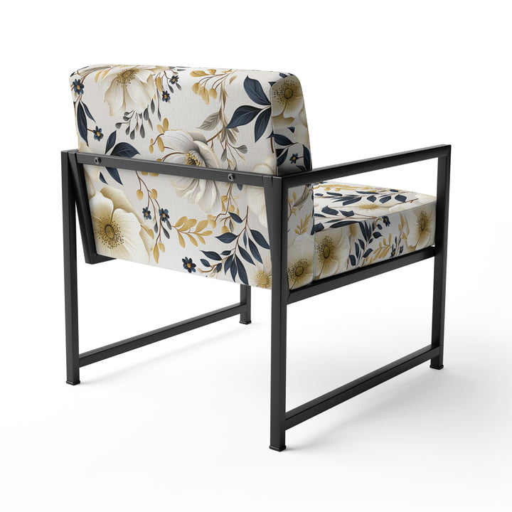 White Poppies Floral Tranquility - Cottage Accent Slipper Chair