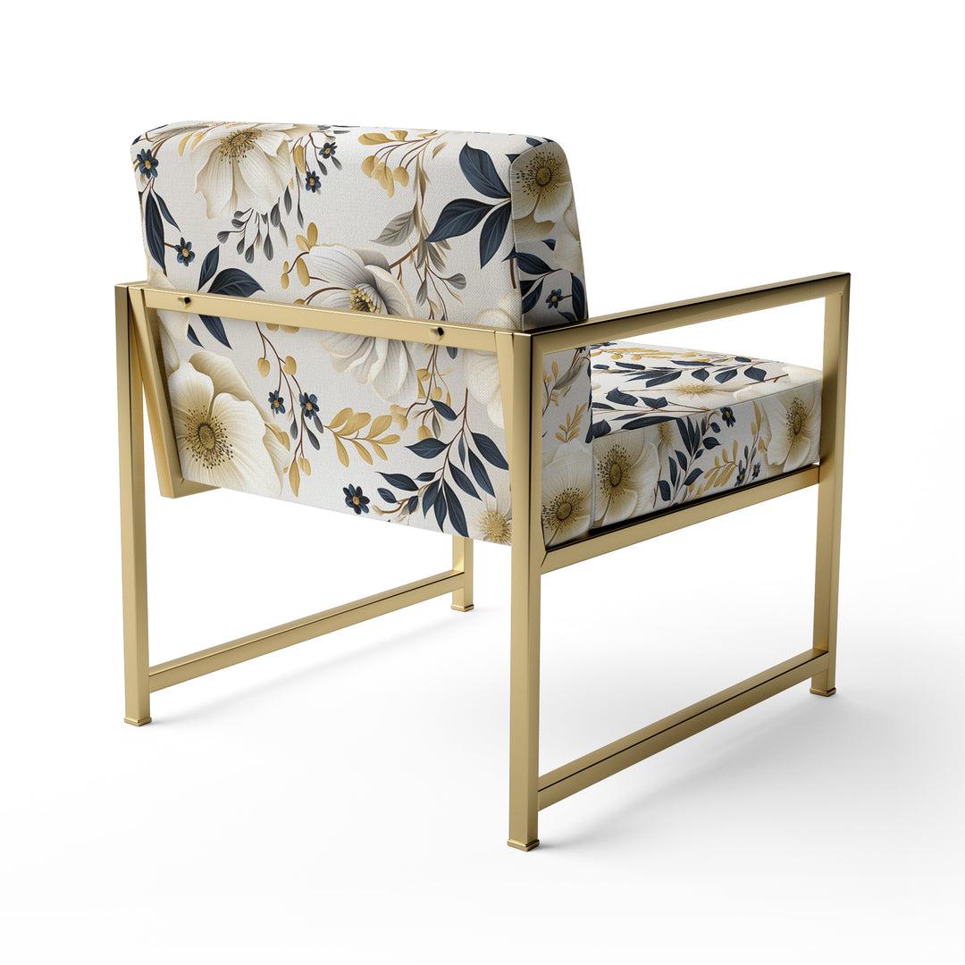 White Poppies Floral Tranquility - Cottage Accent Slipper Chair
