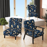 Nightfall Dark Blue And White Floral Pattern - Cottage Arm Chair
