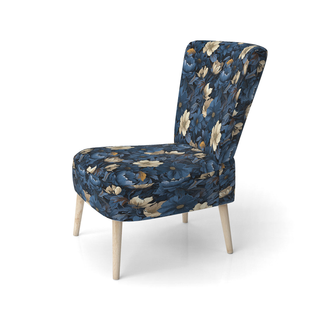 Nightfall Dark Blue And White Floral Pattern - Cottage Arm Chair