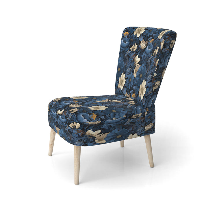 Nightfall Dark Blue And White Floral Pattern - Cottage Arm Chair