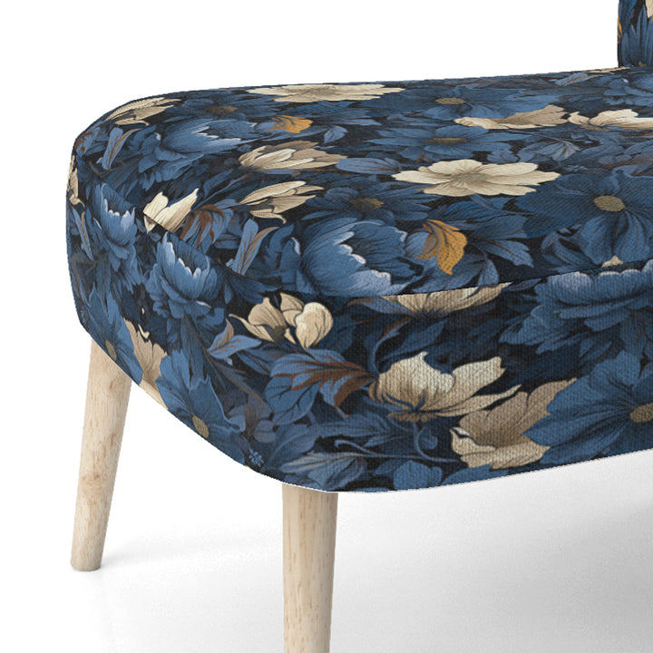 Nightfall Dark Blue And White Floral Pattern - Cottage Arm Chair