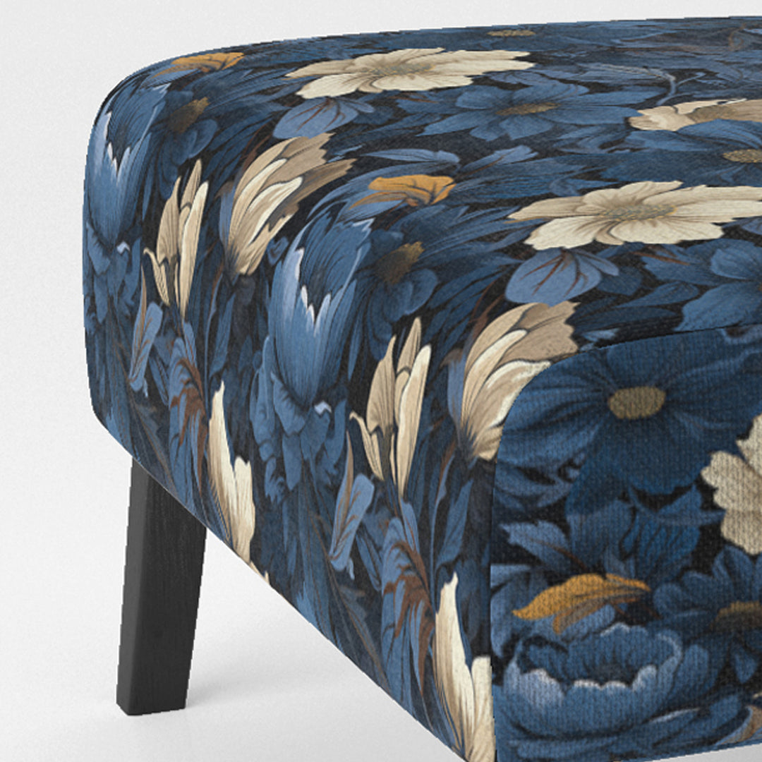 Nightfall Dark Blue And White Floral Pattern - Cottage Arm Chair