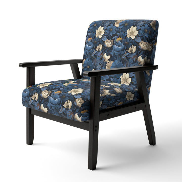 Nightfall Dark Blue And White Floral Pattern - Cottage Arm Chair