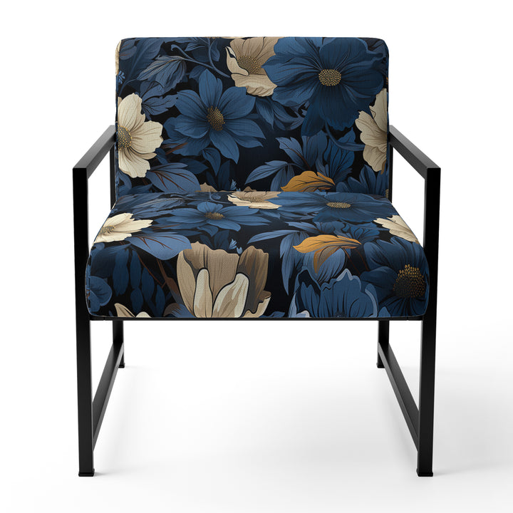 Nightfall Dark Blue And White Floral Pattern - Cottage Arm Chair