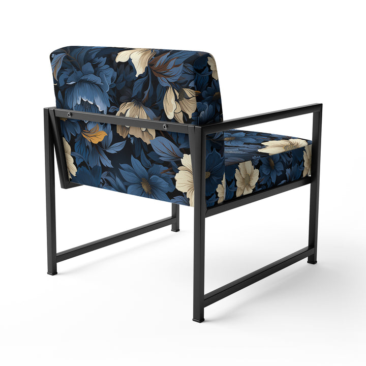 Nightfall Dark Blue And White Floral Pattern - Cottage Arm Chair