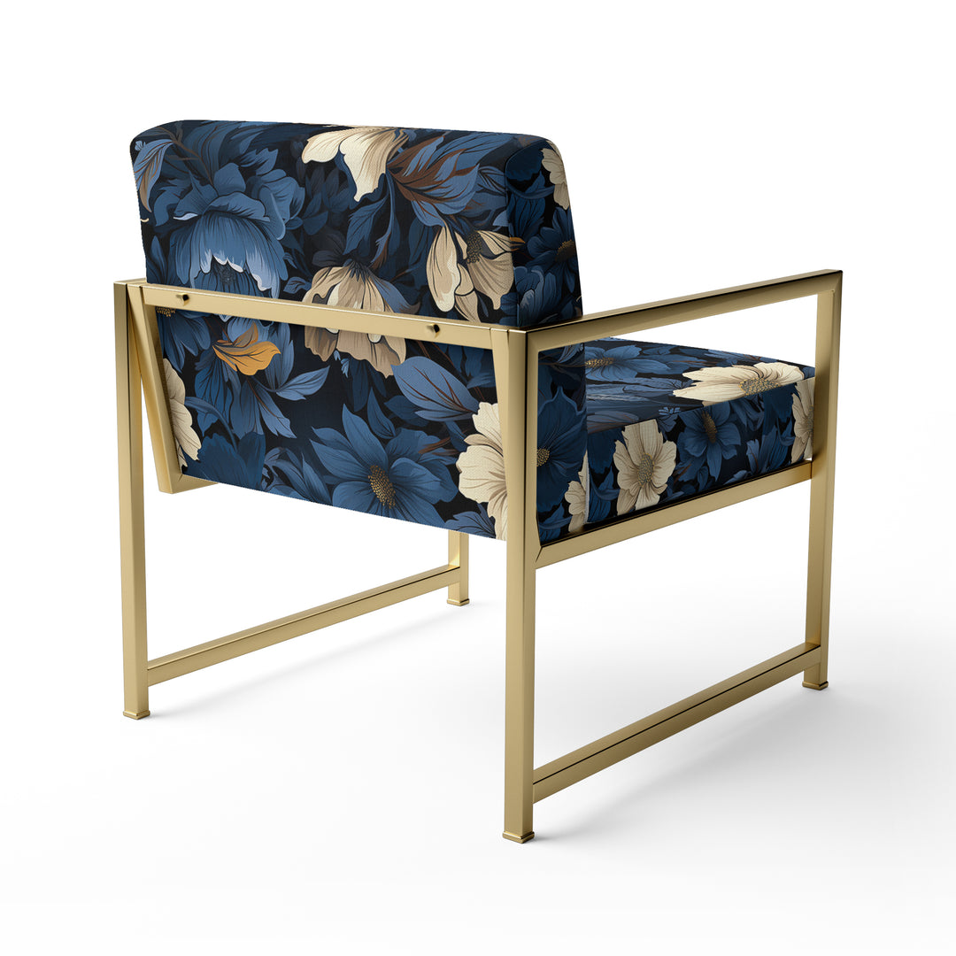 Nightfall Dark Blue And White Floral Pattern - Cottage Arm Chair
