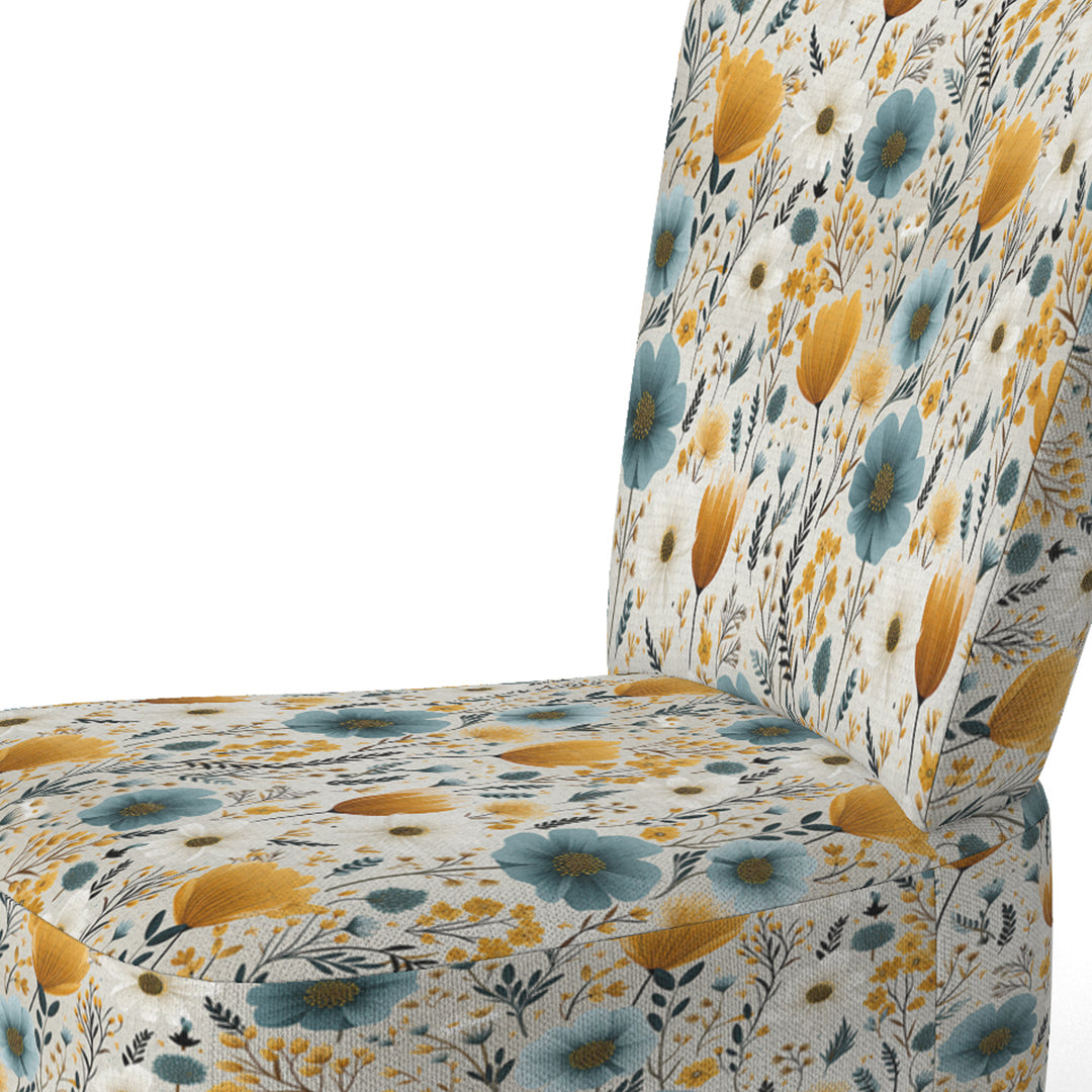 Yellow And Blue Nordic Blossom Serenity - Cottage Arm Chair