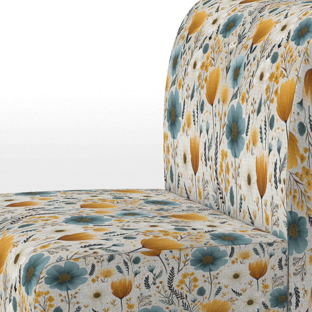 Yellow And Blue Nordic Blossom Serenity - Cottage Arm Chair