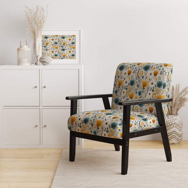 Yellow And Blue Nordic Blossom Serenity - Cottage Arm Chair