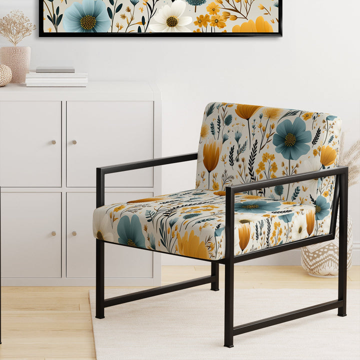 Yellow And Blue Nordic Blossom Serenity - Cottage Arm Chair