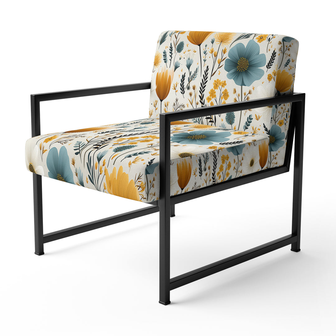 Yellow And Blue Nordic Blossom Serenity - Cottage Arm Chair