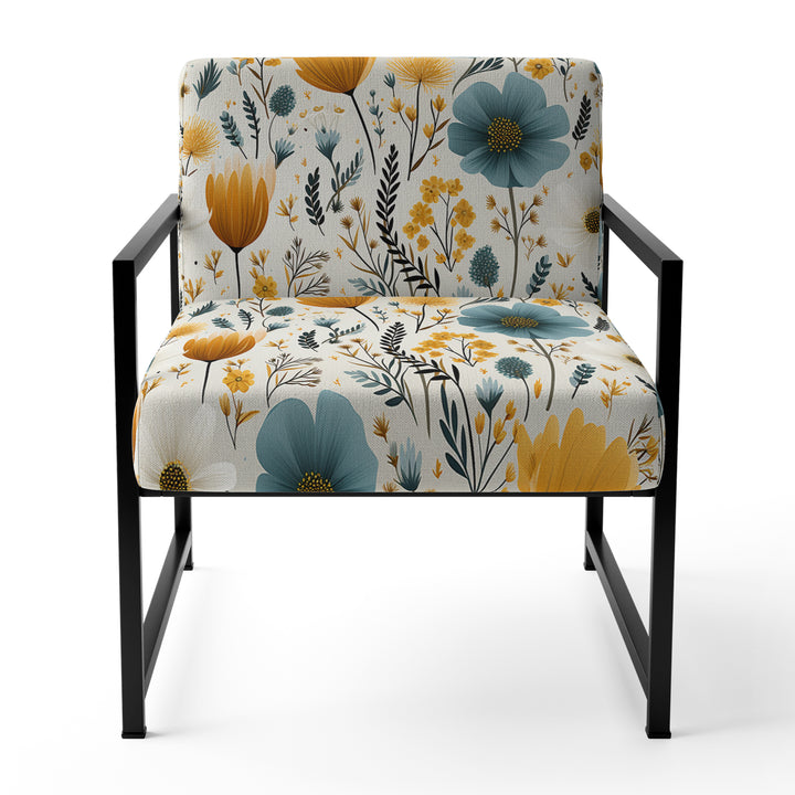 Yellow And Blue Nordic Blossom Serenity - Cottage Arm Chair