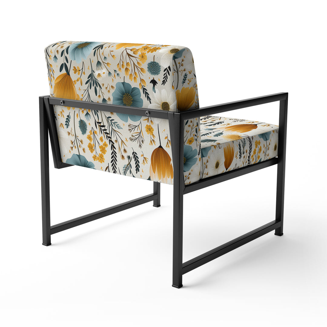 Yellow And Blue Nordic Blossom Serenity - Cottage Arm Chair