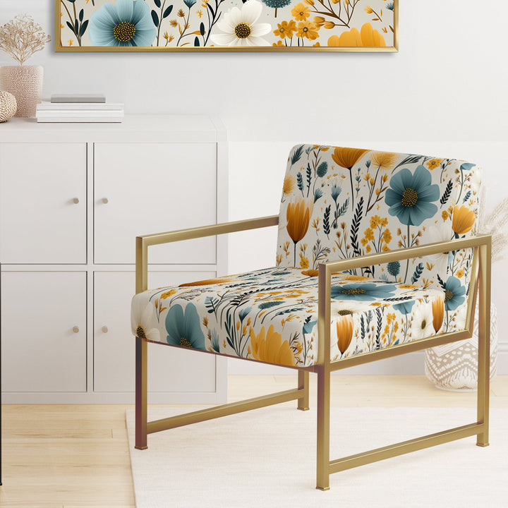 Yellow And Blue Nordic Blossom Serenity - Cottage Arm Chair