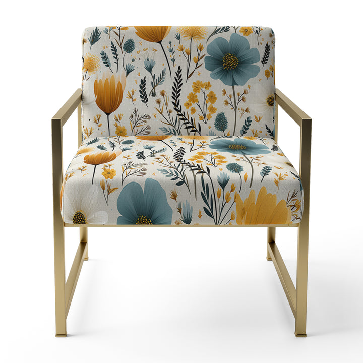 Yellow And Blue Nordic Blossom Serenity - Cottage Arm Chair