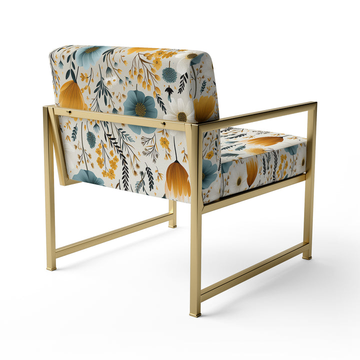 Yellow And Blue Nordic Blossom Serenity - Cottage Arm Chair