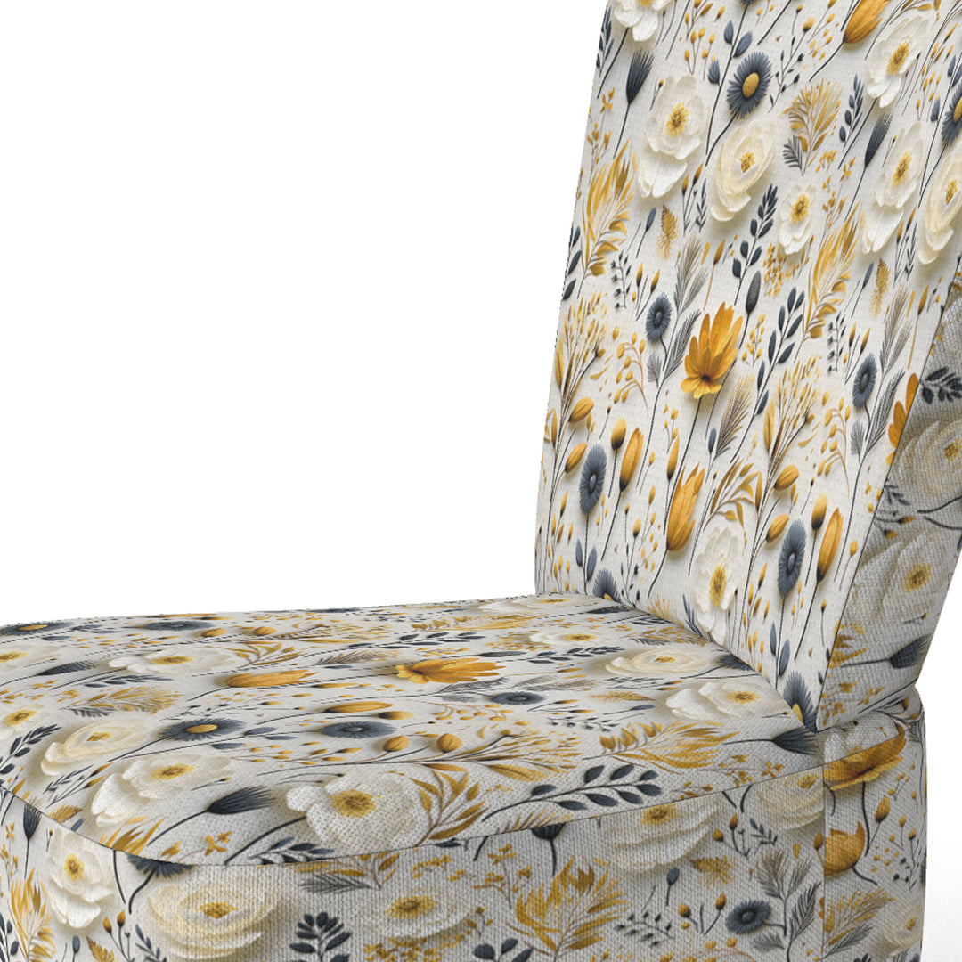 White Scandinavian Elegant Florals - Cottage Accent Slipper Chair