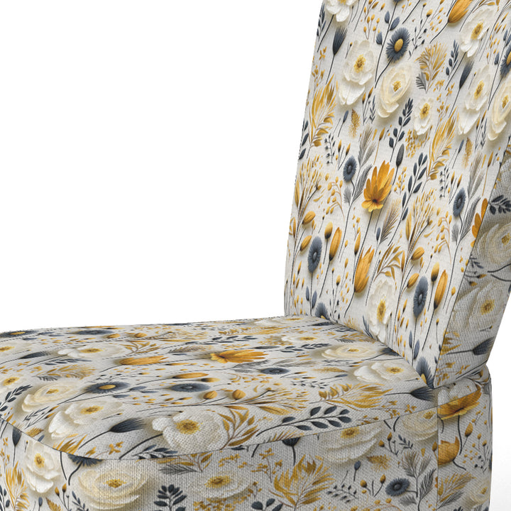 White Scandinavian Elegant Florals - Cottage Accent Slipper Chair