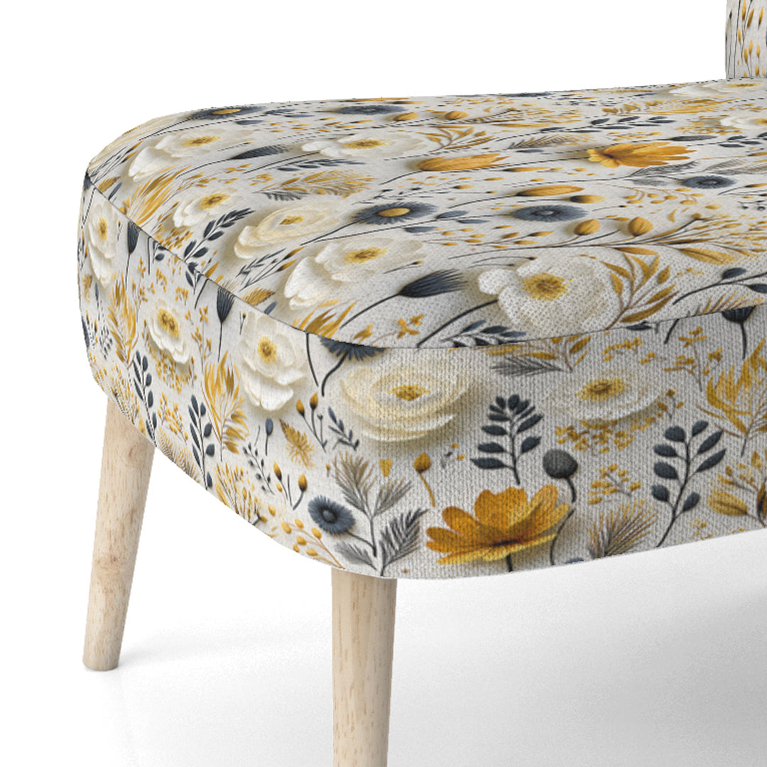White Scandinavian Elegant Florals - Cottage Accent Slipper Chair
