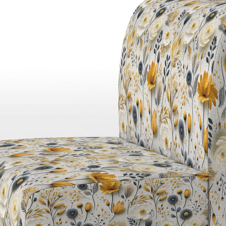 White Scandinavian Elegant Florals - Cottage Accent Slipper Chair