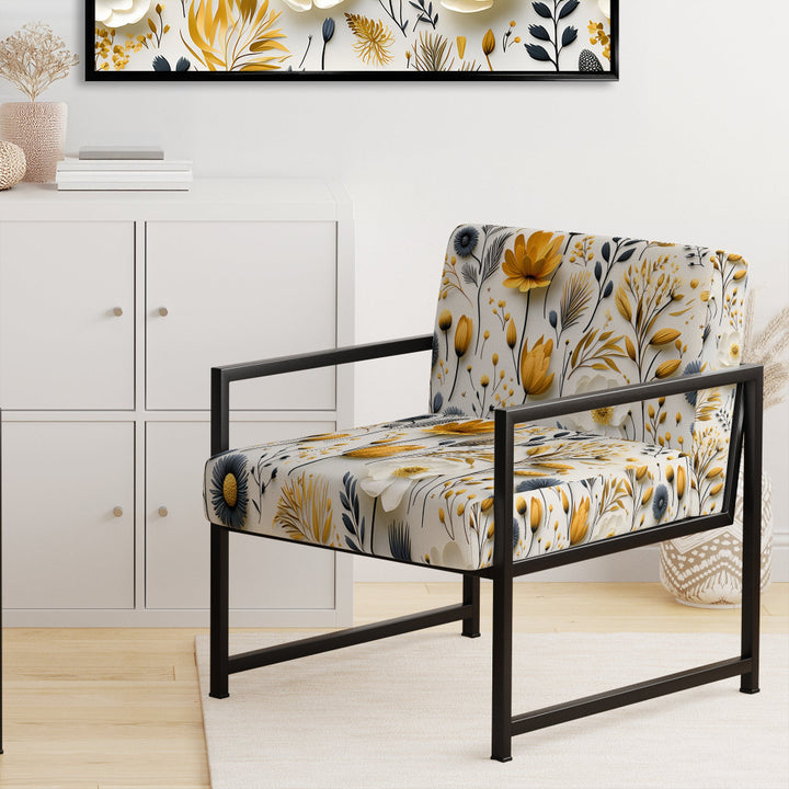 White Scandinavian Elegant Florals - Cottage Accent Slipper Chair