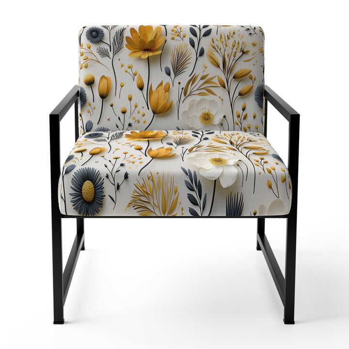 White Scandinavian Elegant Florals - Cottage Accent Slipper Chair
