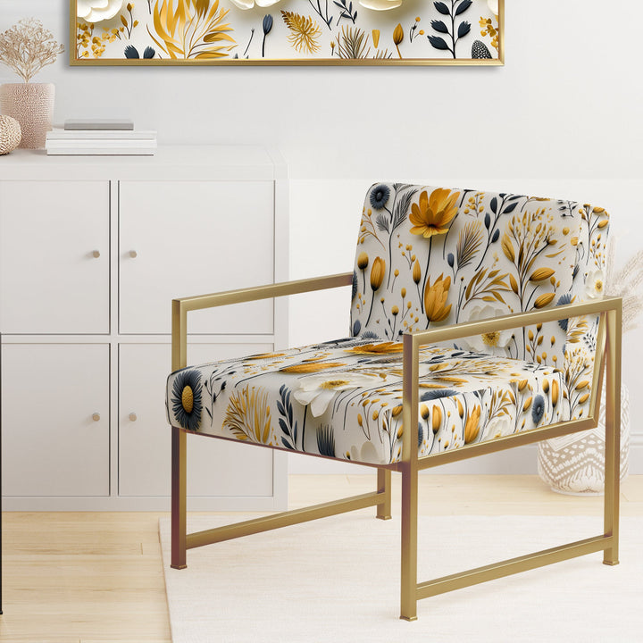 White Scandinavian Elegant Florals - Cottage Accent Slipper Chair