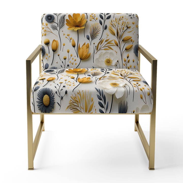 White Scandinavian Elegant Florals - Cottage Accent Slipper Chair