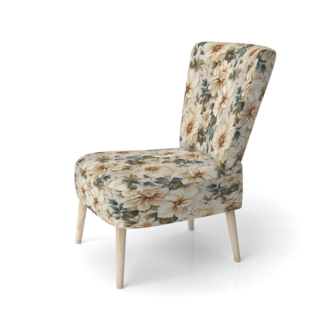 Beige Timeless Floral Peony Elegance - Cottage Arm Chair
