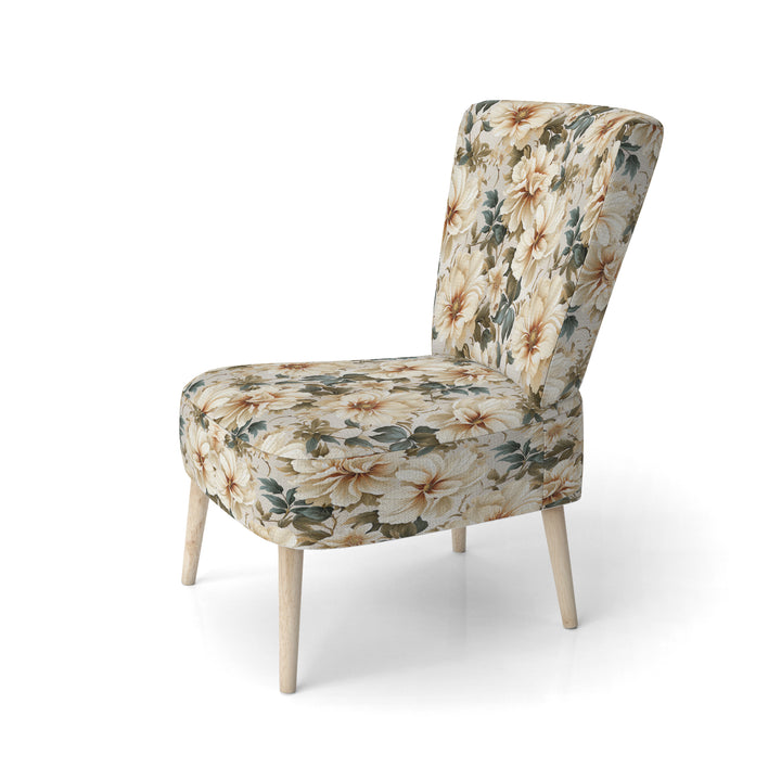 Beige Timeless Floral Peony Elegance - Cottage Arm Chair