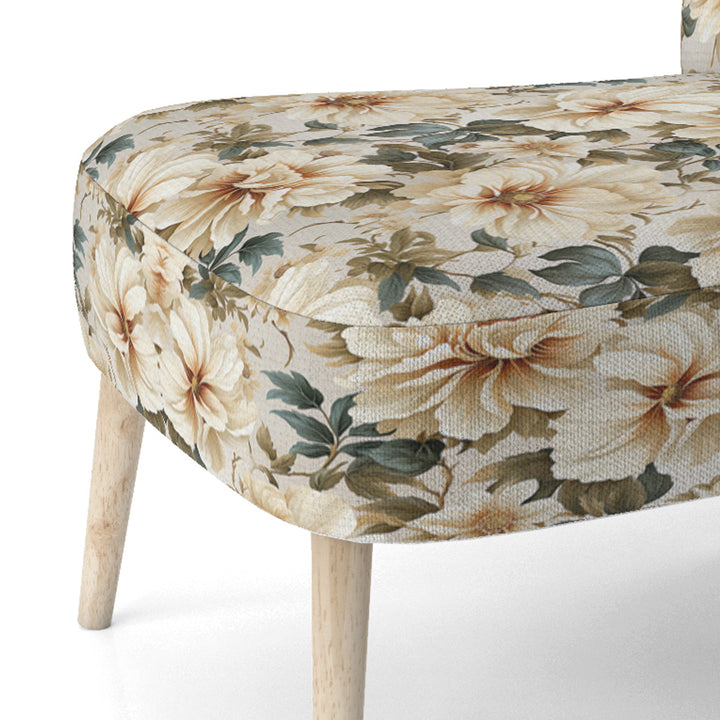 Beige Timeless Floral Peony Elegance - Cottage Arm Chair