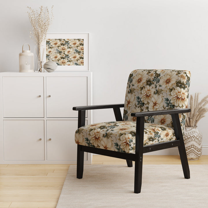 Beige Timeless Floral Peony Elegance - Cottage Arm Chair