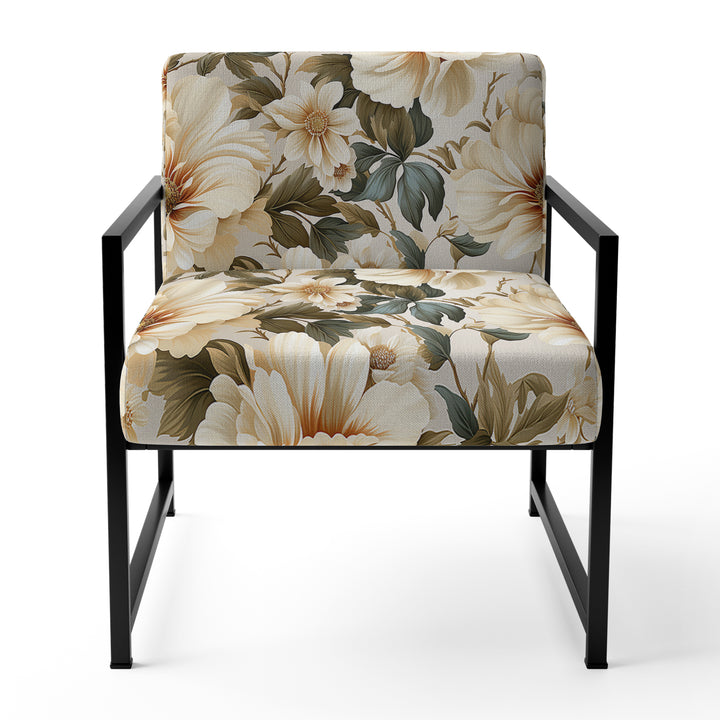 Beige Timeless Floral Peony Elegance - Cottage Arm Chair