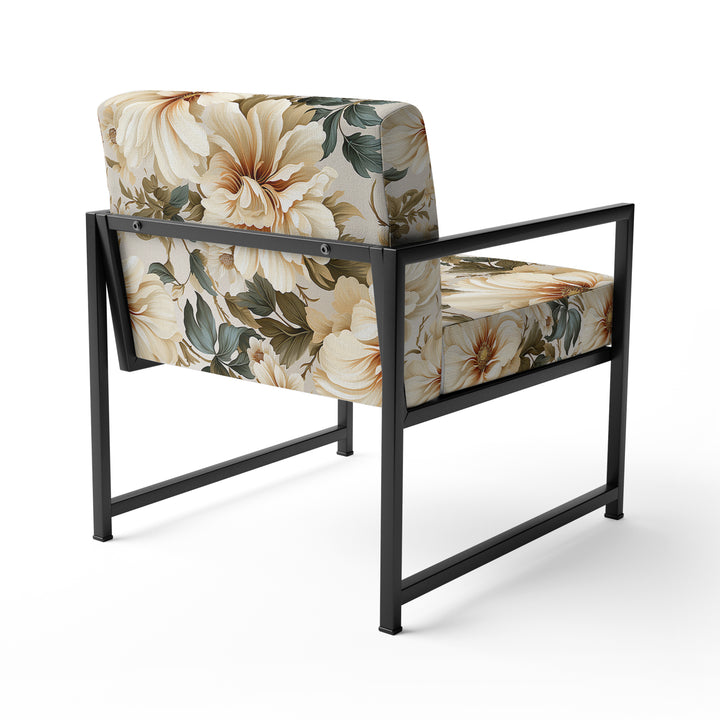Beige Timeless Floral Peony Elegance - Cottage Arm Chair