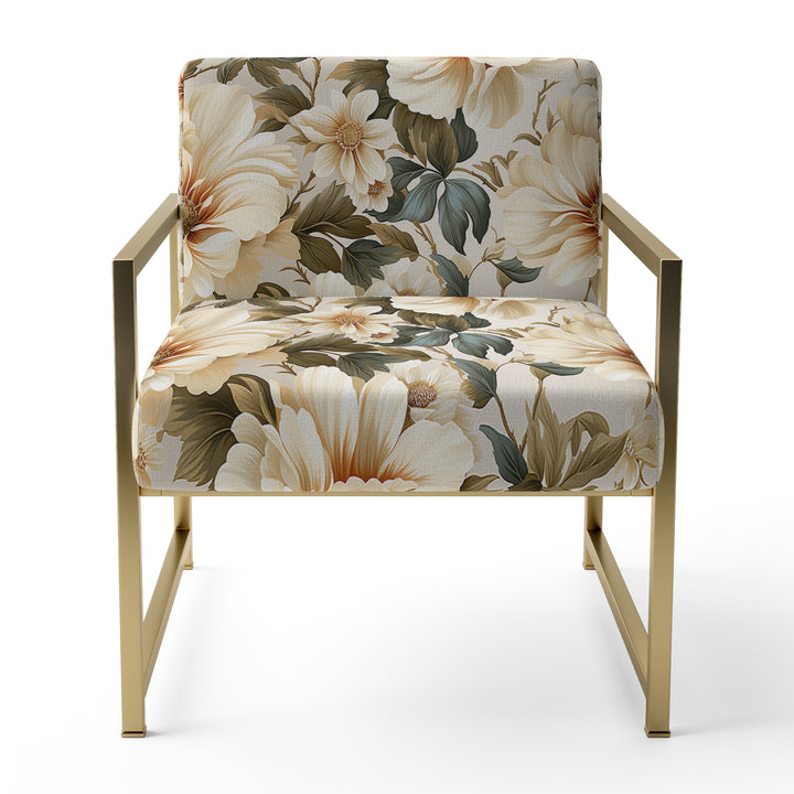 Beige Timeless Floral Peony Elegance - Cottage Arm Chair