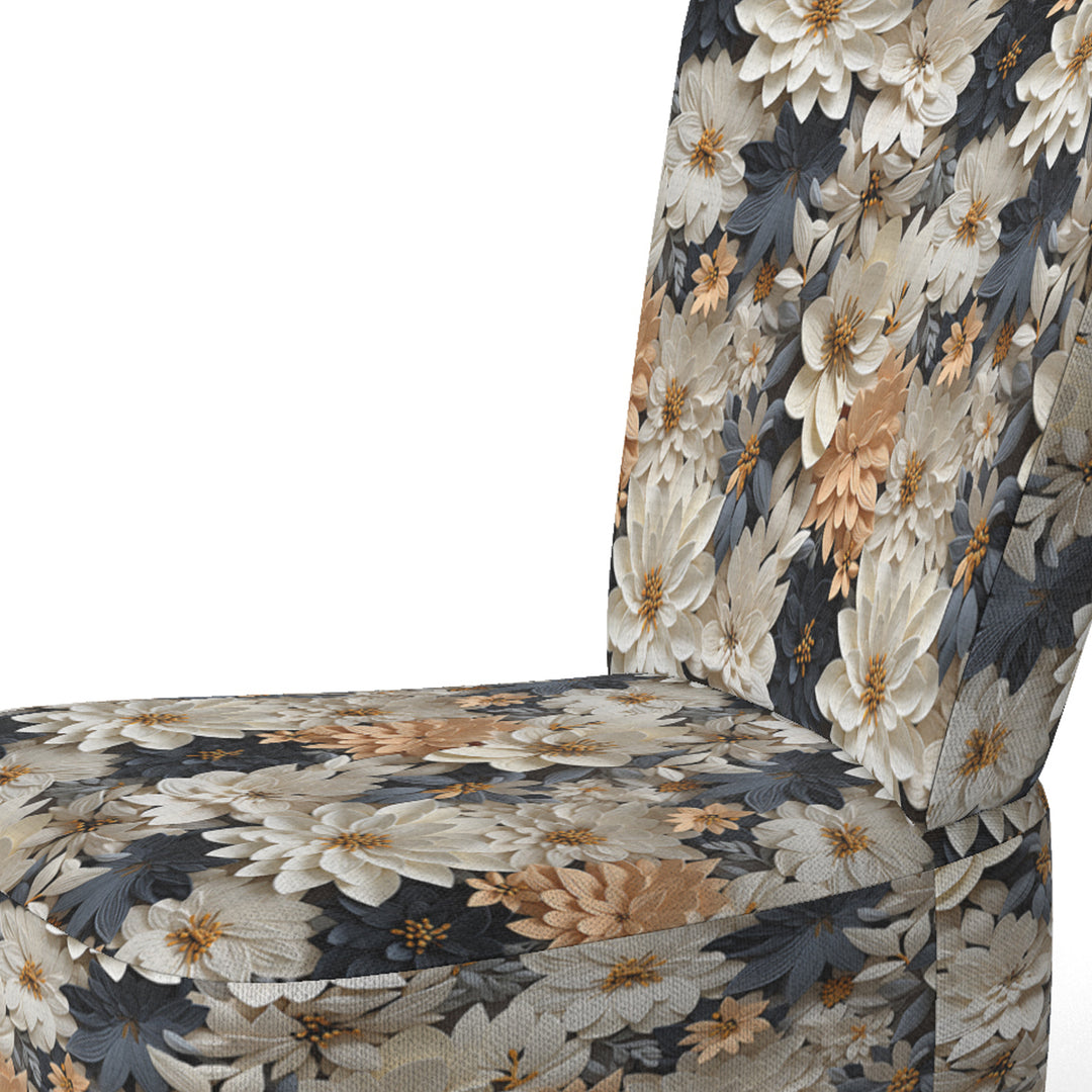 White And Gold Tropical Floral Paradise - Cottage Accent Side Chair