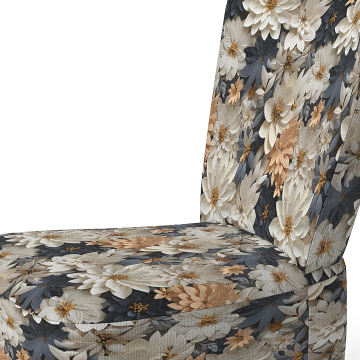 White And Gold Tropical Floral Paradise - Cottage Accent Side Chair