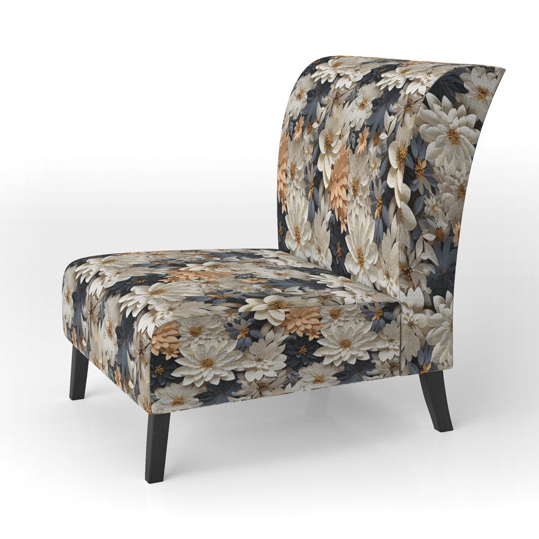 White And Gold Tropical Floral Paradise - Cottage Accent Side Chair