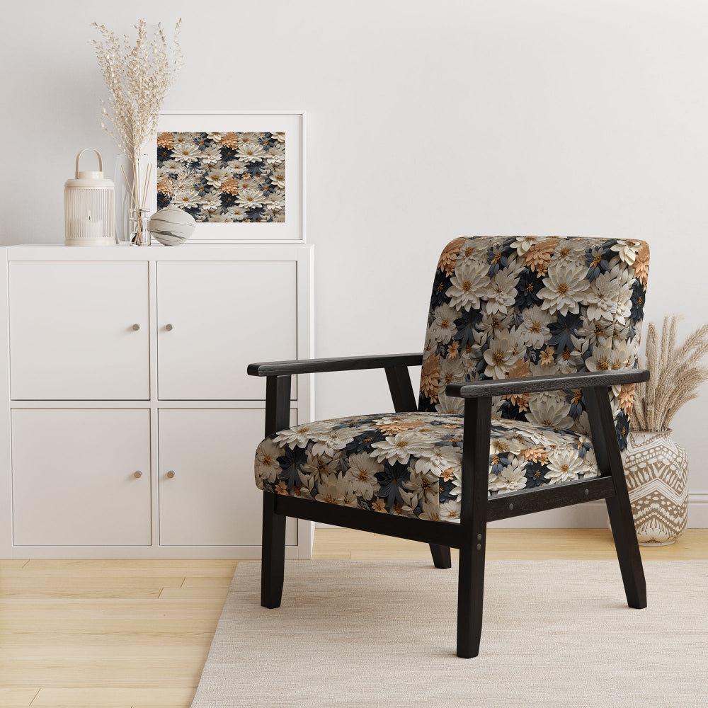 White And Gold Tropical Floral Paradise - Cottage Accent Side Chair