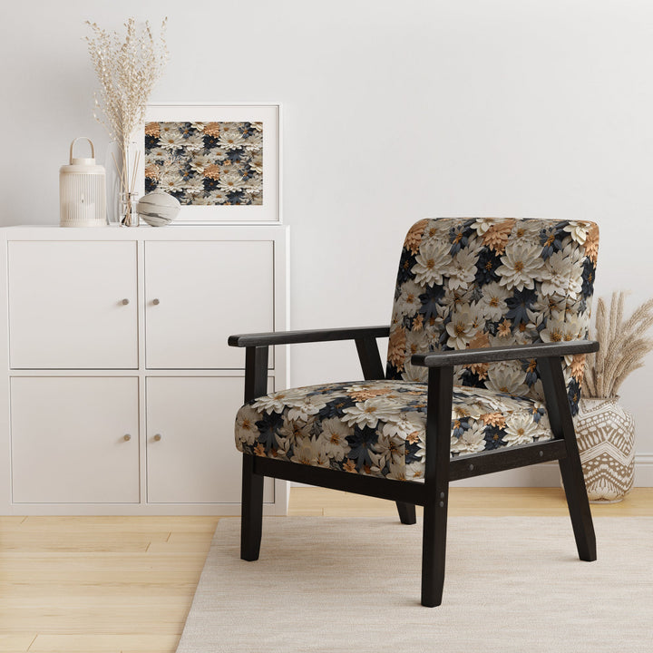 White And Gold Tropical Floral Paradise - Cottage Accent Side Chair