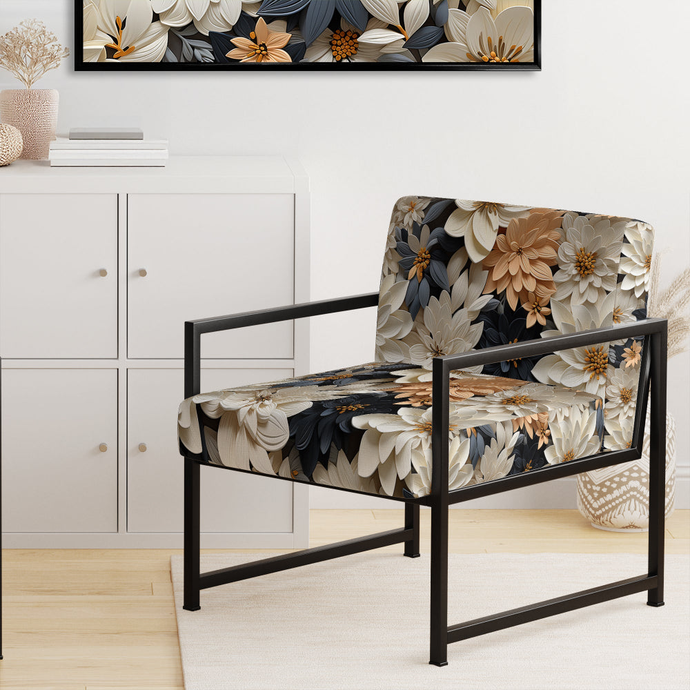 White And Gold Tropical Floral Paradise - Cottage Accent Side Chair