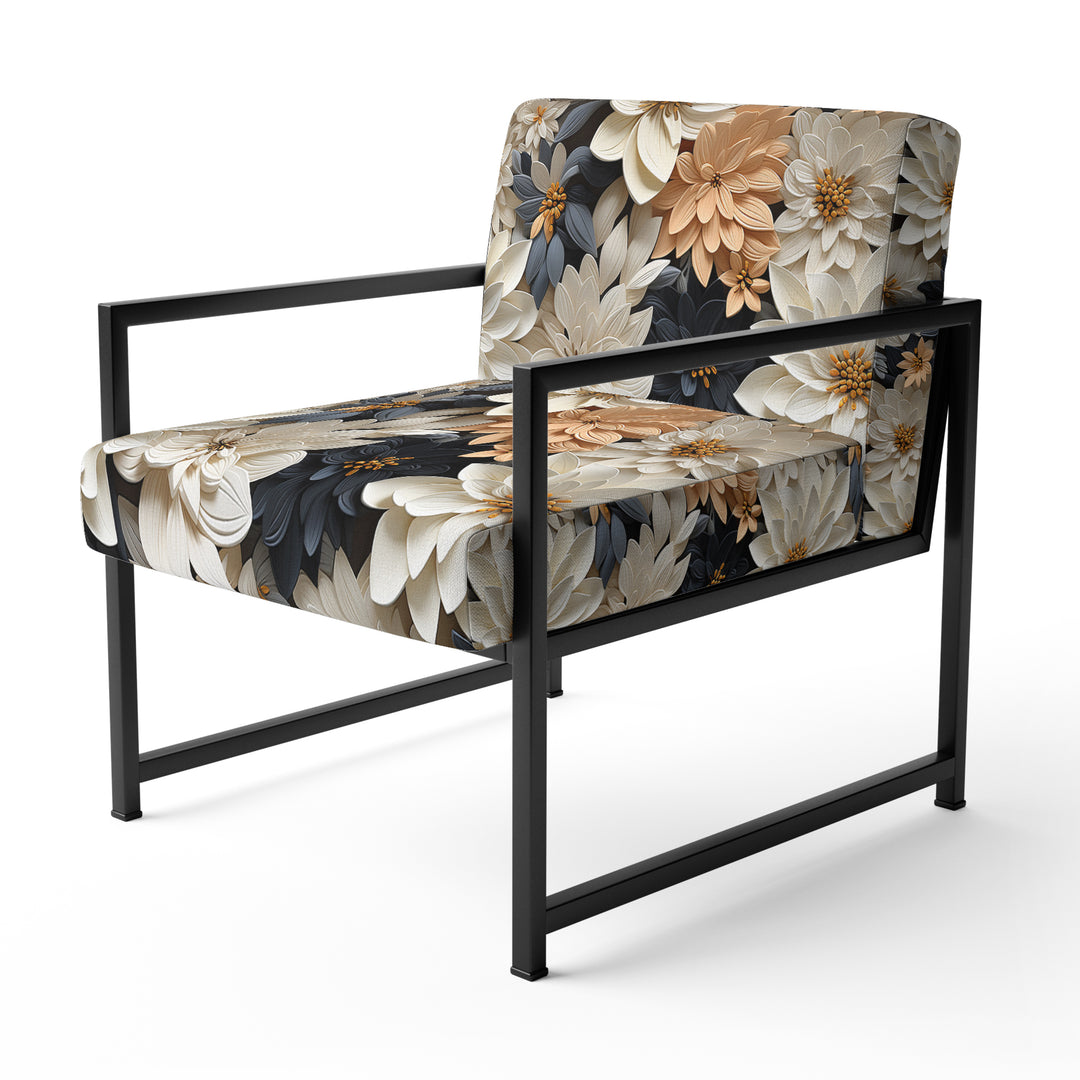 White And Gold Tropical Floral Paradise - Cottage Accent Side Chair