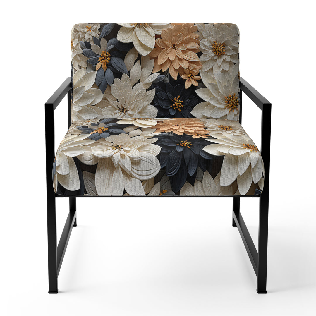White And Gold Tropical Floral Paradise - Cottage Accent Side Chair