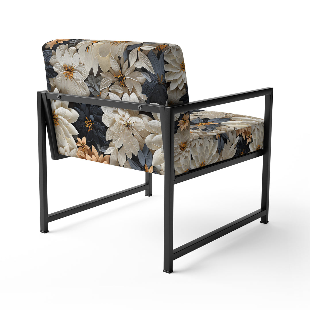 White And Gold Tropical Floral Paradise - Cottage Accent Side Chair