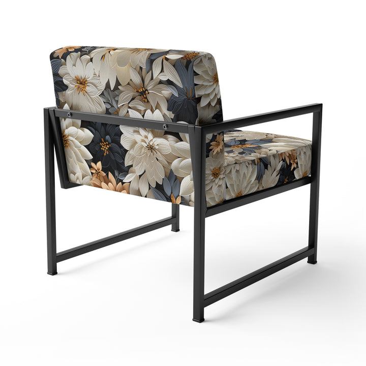 White And Gold Tropical Floral Paradise - Cottage Accent Side Chair