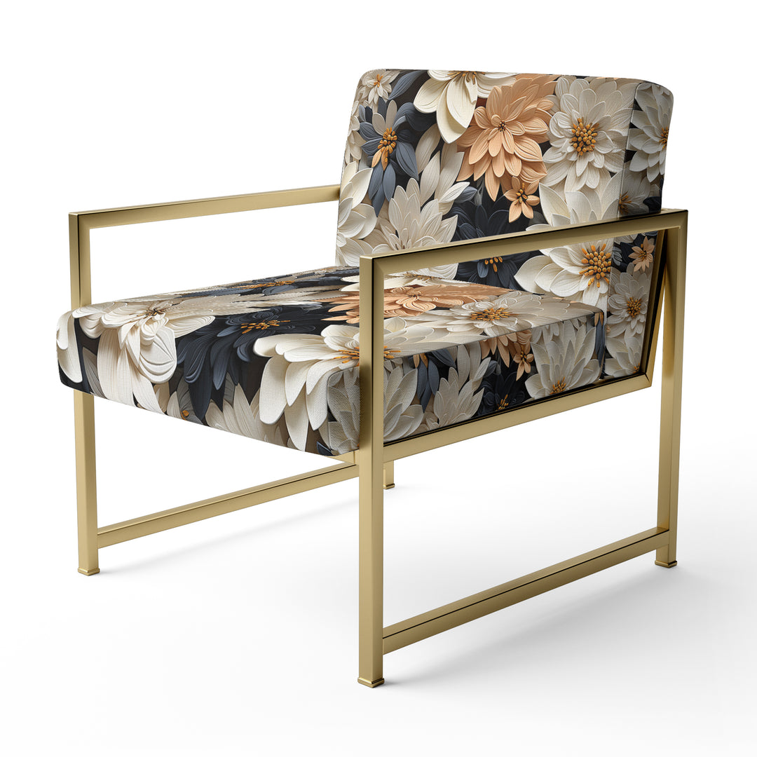 White And Gold Tropical Floral Paradise - Cottage Accent Side Chair
